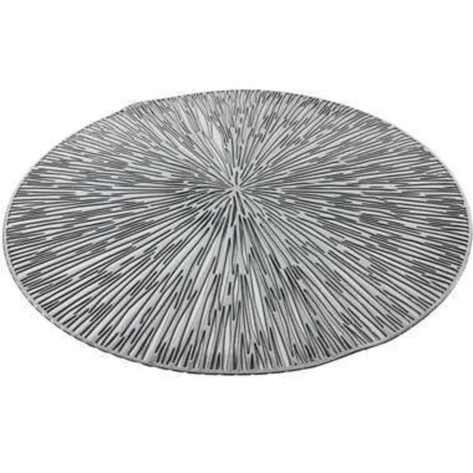 Bellatio design Placemats - 6 stuks - geponst - zilverkleurig - 38 cm