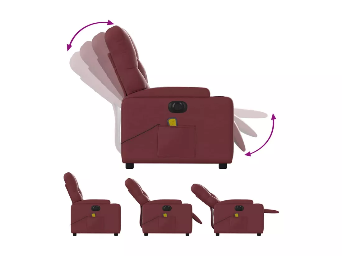 Fauteuil massant inclinable électrique rouge bordeaux