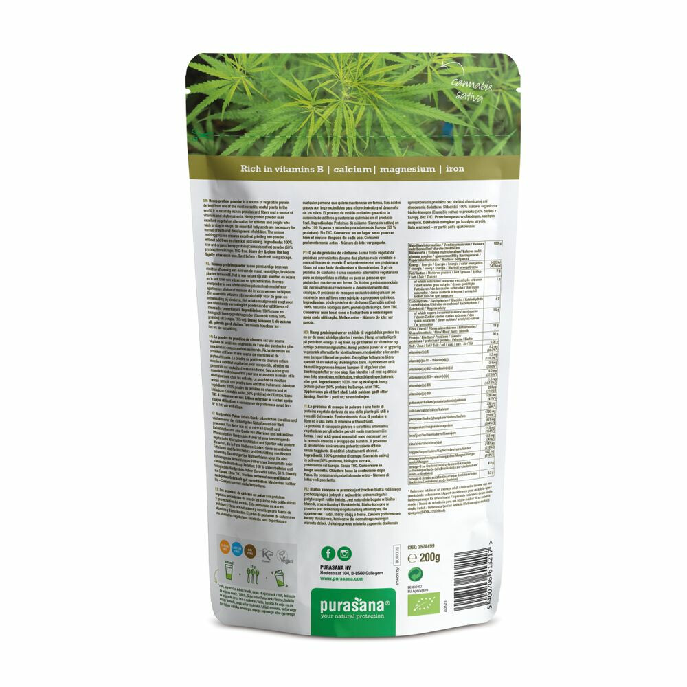 Purasana Superfood Hennep Proteinepoeder Bio200 gr