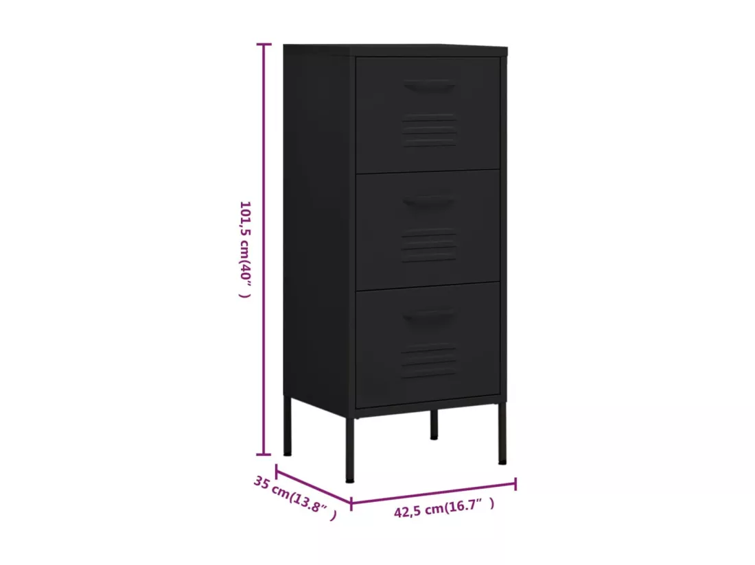 Armoire de rangement Noir 42,5x35x101,5 cm Acier