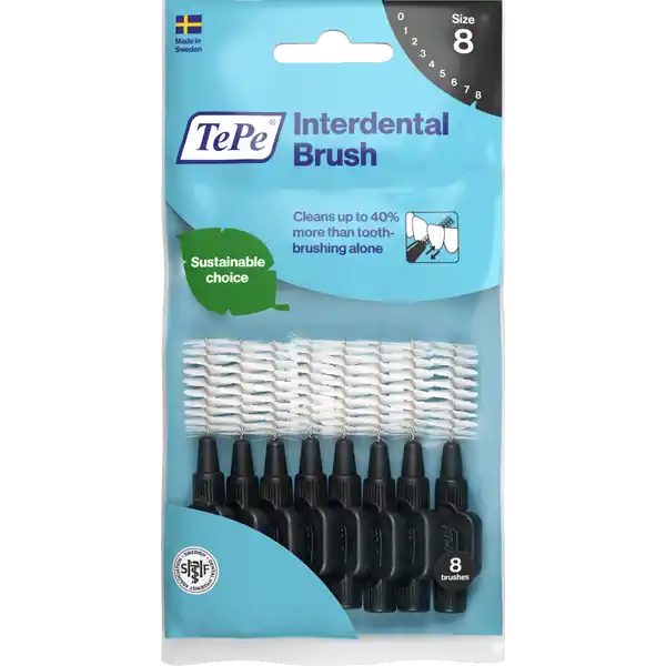 Interdentalbürsten Schwarz, ISO 8, 1,5 mm, 8 Stück