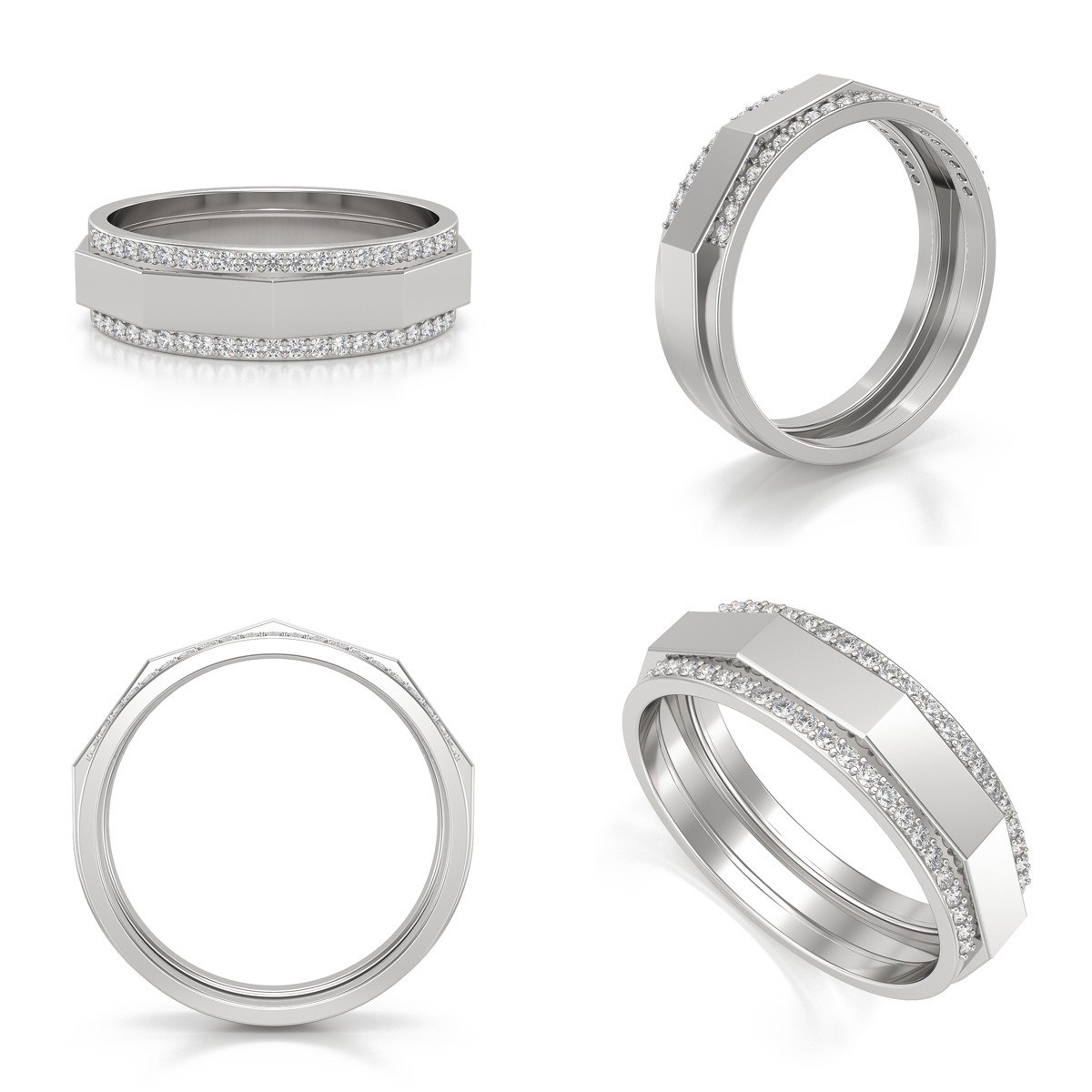 Alliance ADEN Homme Or 585 Blanc Diamants 5.2grs