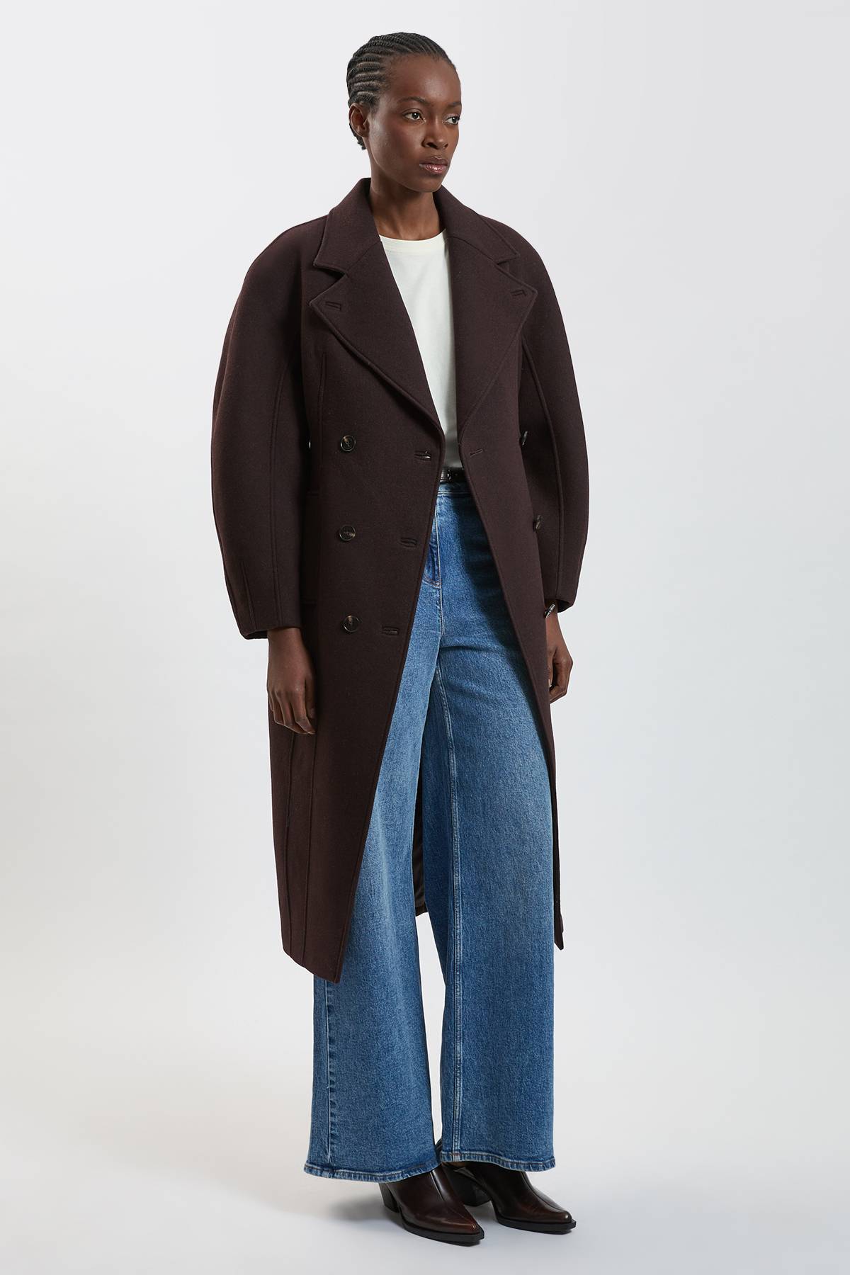 KarenMillen Manteau Mi-long Ajusté En Laine À Manches Arrondies