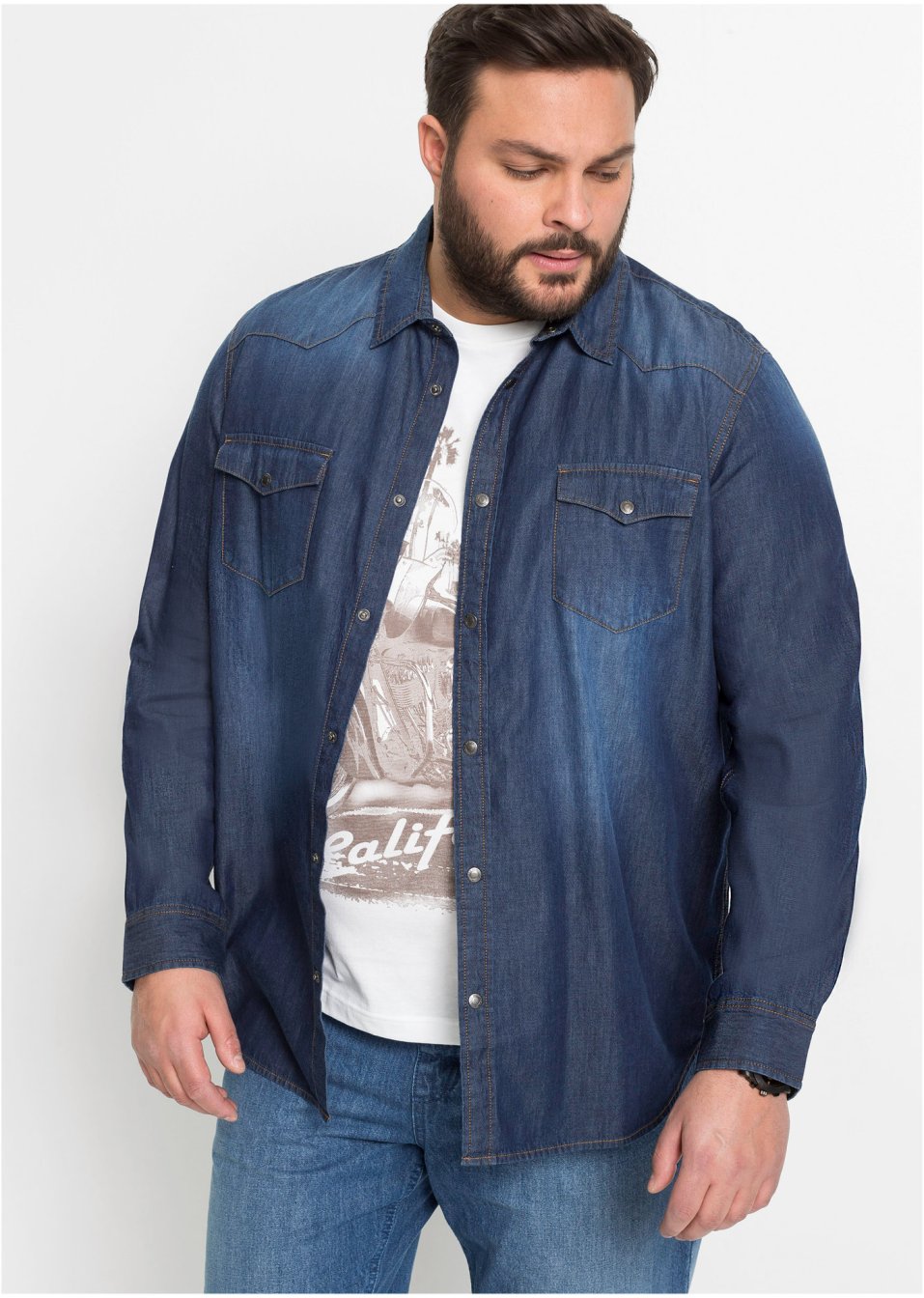 Chemise en jean Slim Fit, manches longues