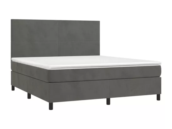 Sommier tapissier matelas et LED Gris foncé 180x200 cm Velours