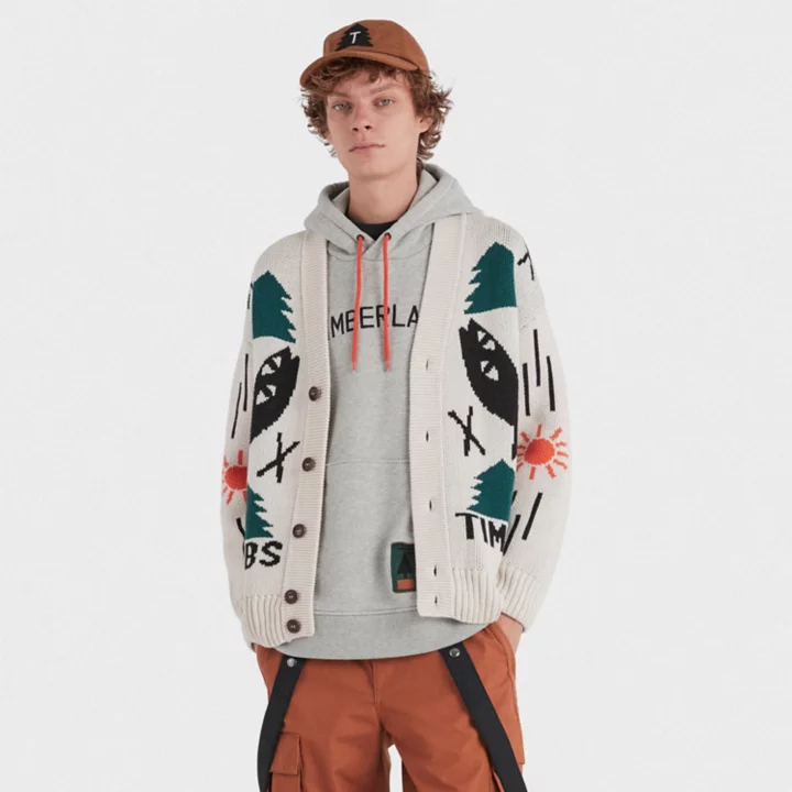 Cardigã Timberland x Nina Chanel Abney Intarsia em bege
