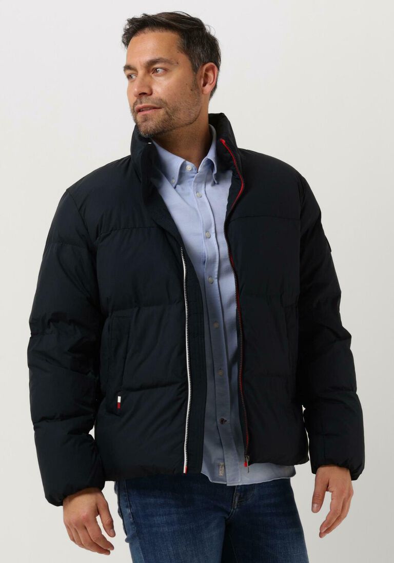 TOMMY HILFIGER donkerblauwe tommy hilfiger gewatteerde jas hilfiger down stand collar jkt