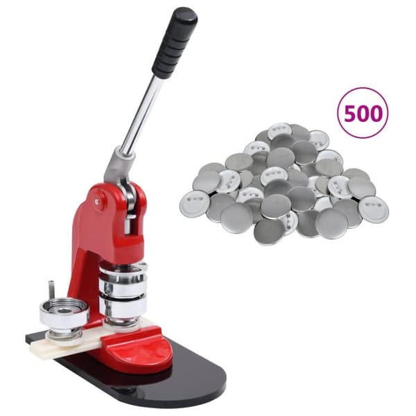 vidaXL Buttonsmaskin med 500 buttonsdeler med nål 25 mm