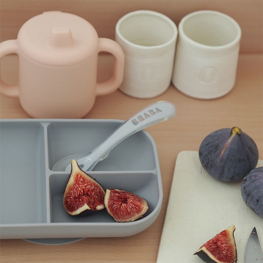 Coffret d'apprentissage en silicone avec tasse - Pink - Ecru