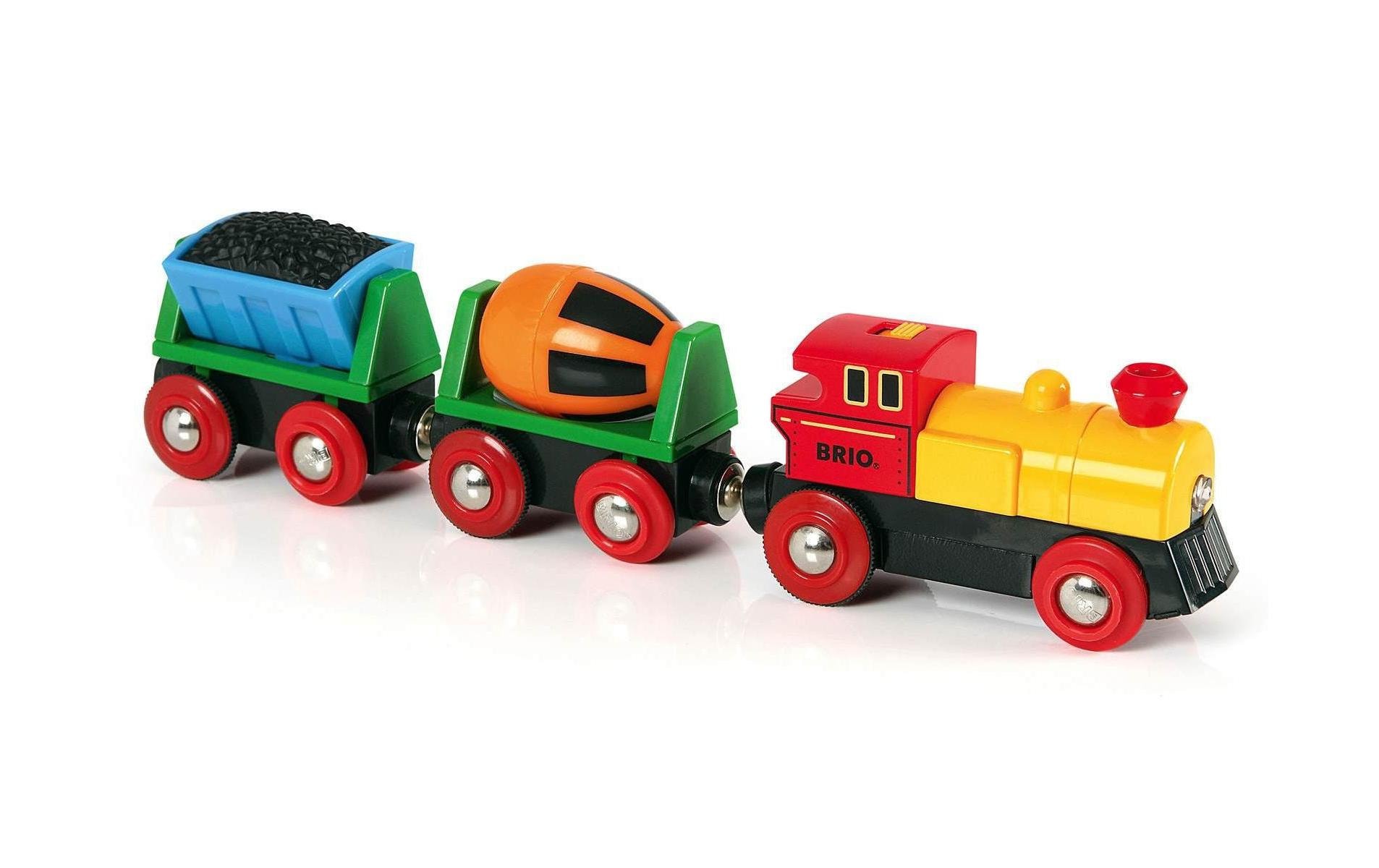 Eisenbahn Zug mit BatterielokSpielzeugzug mit Batterielok und zwei Anhängern