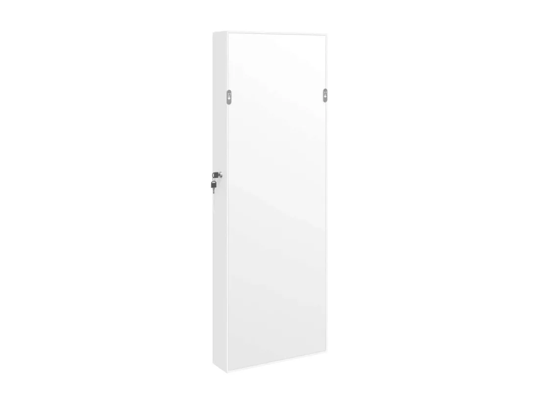 Armoire à bijoux avec miroir murale blanc 37,5x10x106 cm