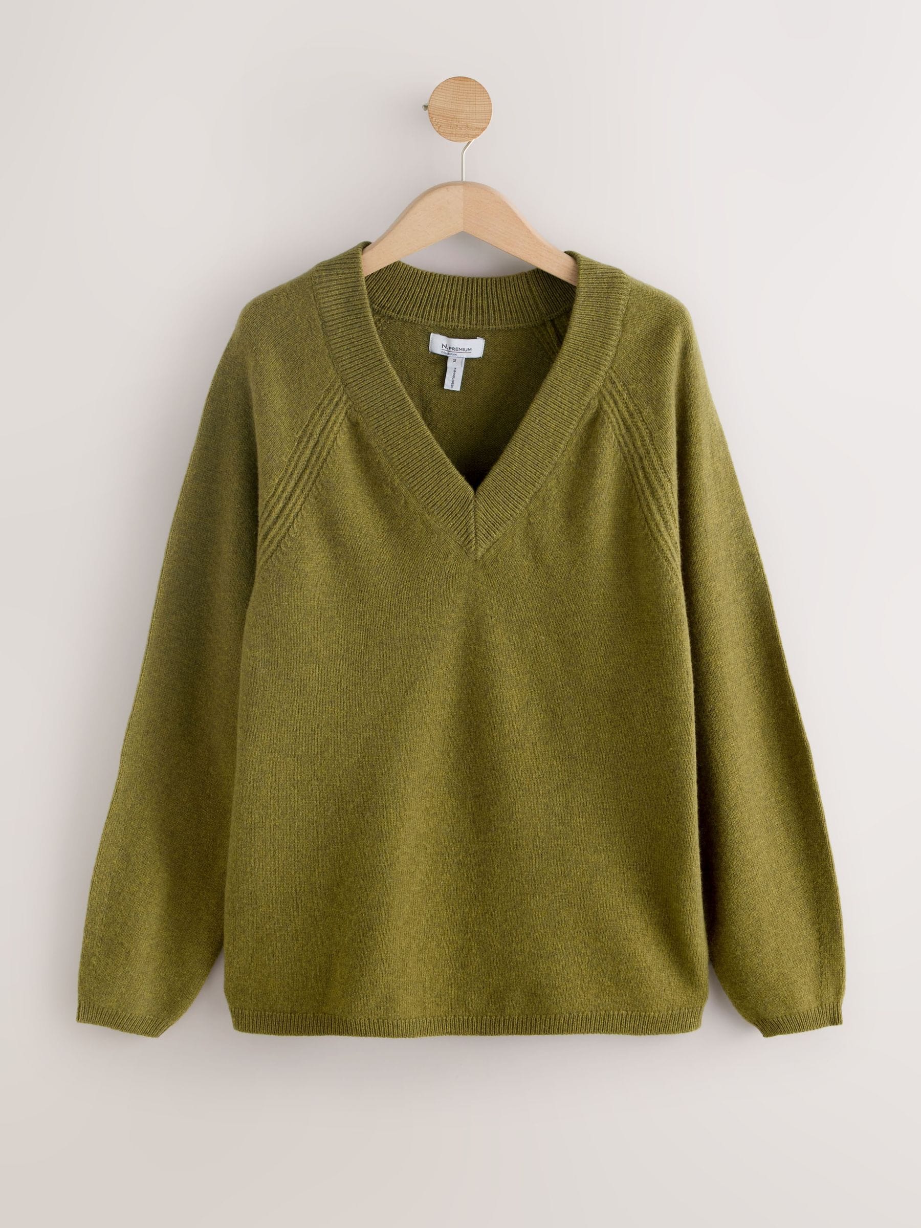Groen - 100% merinowol N. Premium V-hals trui