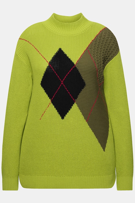 Pullover, Argyle-Muster, Stehkragen, Langarm