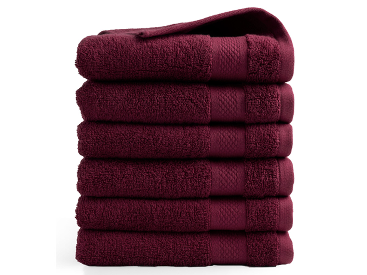 DoubleDry Hotel 50 x 100 cm set van 6 handdoeken - bordeaux