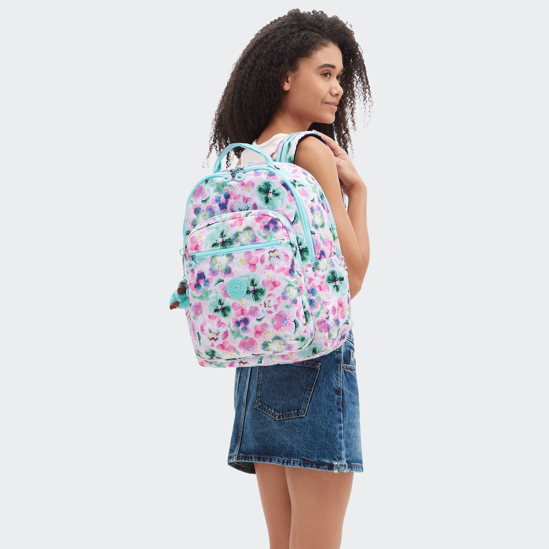 SEOUL COLLEGE Grand sac à dos avec compartiment séparé pour ordinateur portable - Aqua Blossom