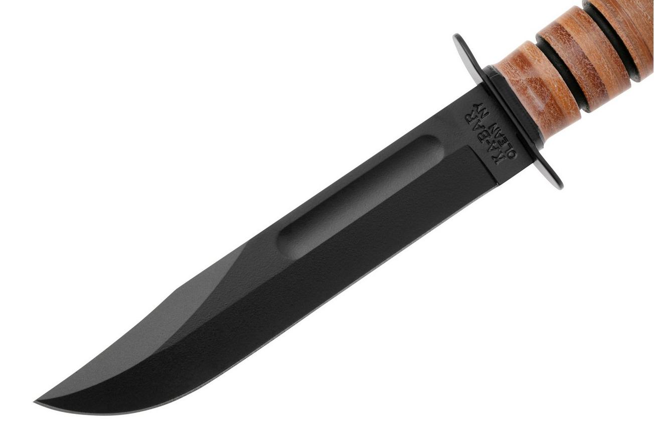 KA-BAR U.S. Army Knife 5020 Plain Edge, Leather, FRN foedraal, survivalmes