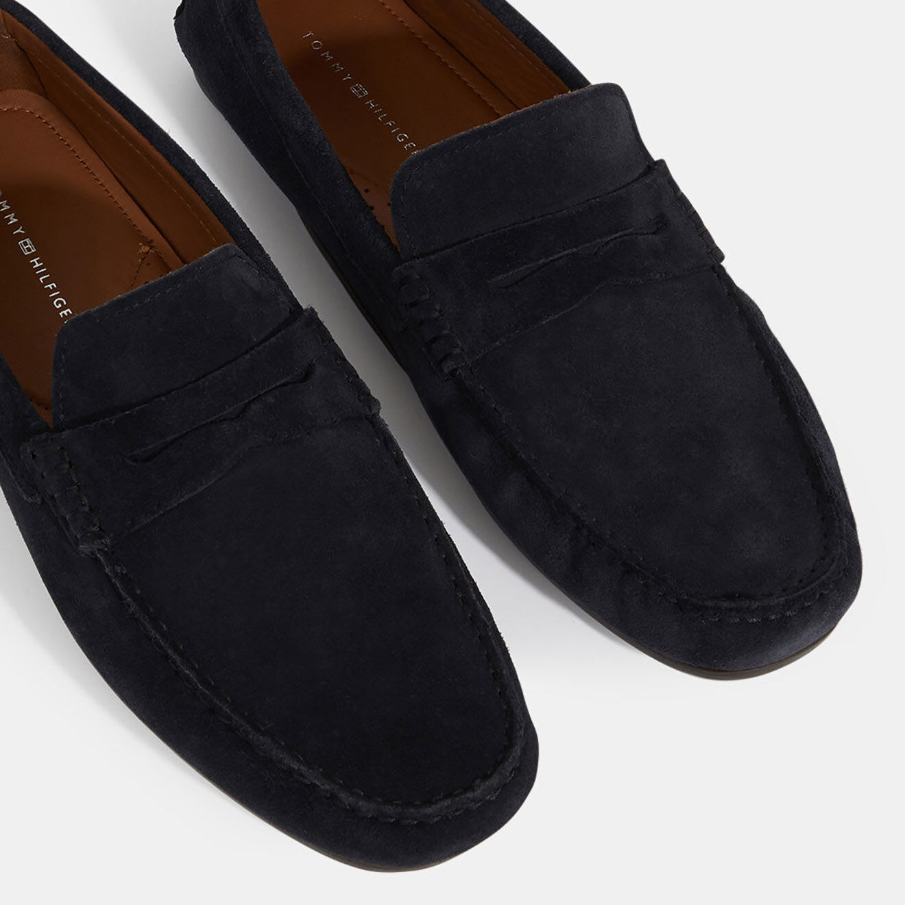 Tommy Hilfiger Mocassins en Velours de Cuir Driver bleu marine