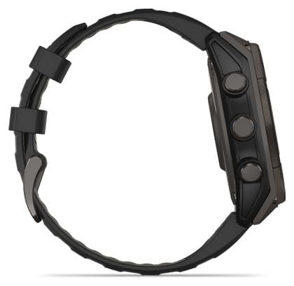 Montre GPS Garmin Fénix 8 Solar - 47 mm Sapphire Titane Carbon Gray DLC avec Bracelet en Silicone Noir Gris