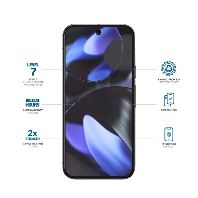 Google Pixel 9a Mountain Glass Clear Panzerglas 2.5D Displayschutz Case Friendly (EGSP01038)