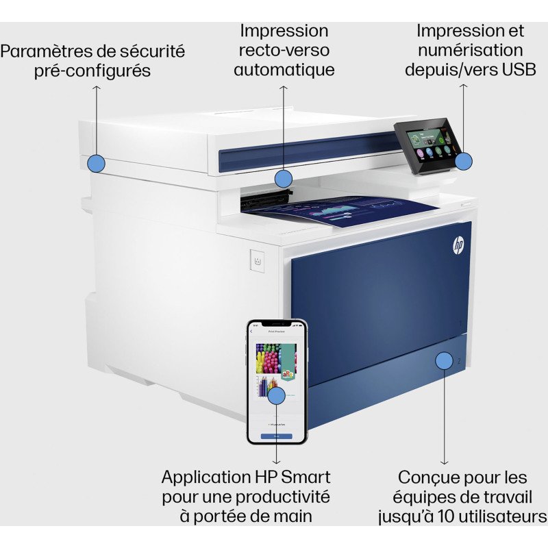 HP 4302FDW Imprimante multifonction 4 en 1 laser A4 couleur Wifi