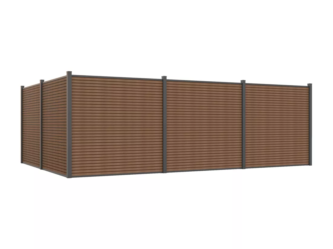 Clôture à enterrer effet bois H179 cm - Kit de 11 lames en composite co-extrudé + 2 poteaux anthracite - PALIZO