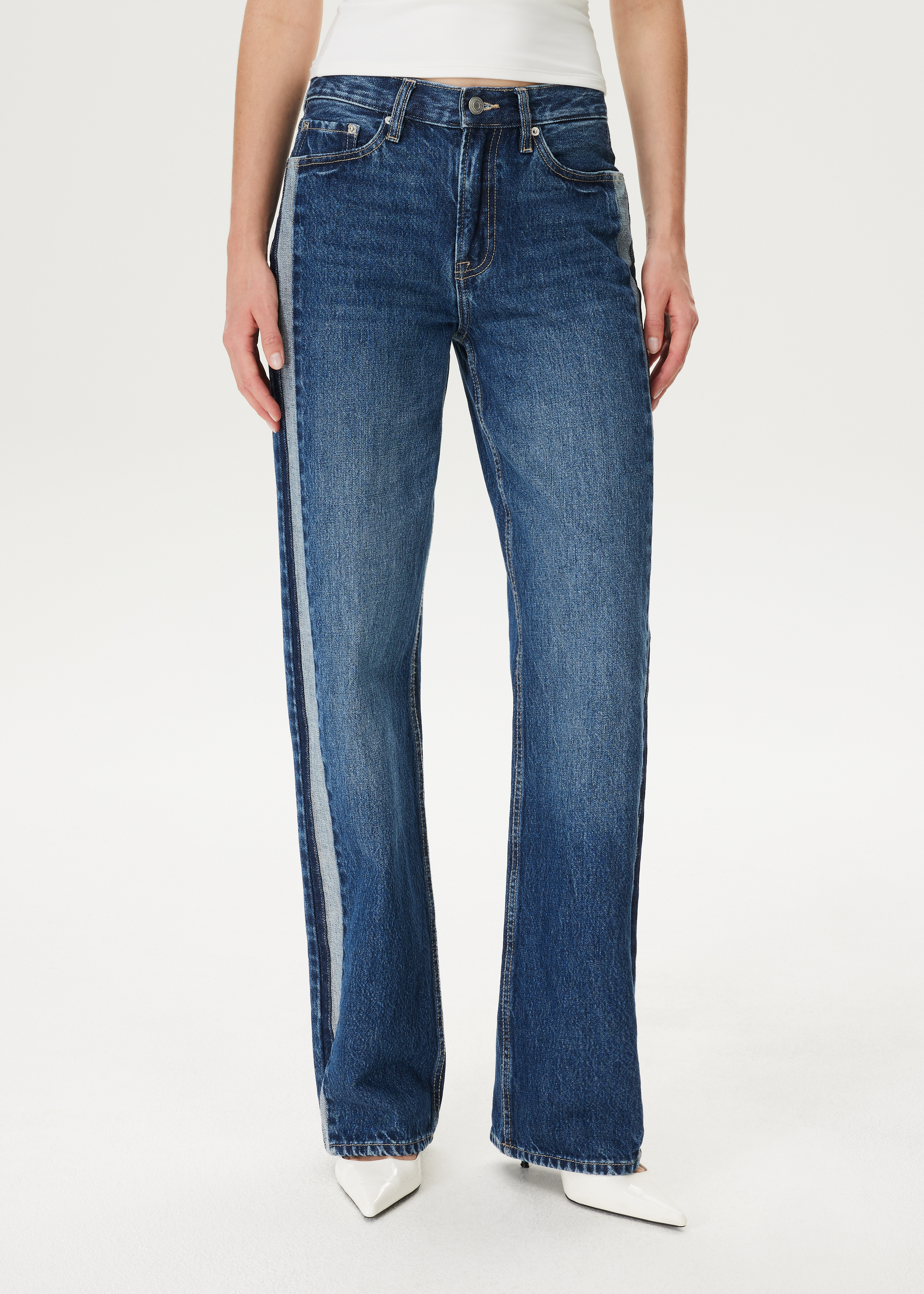 TESS - Straight jeans met streep
