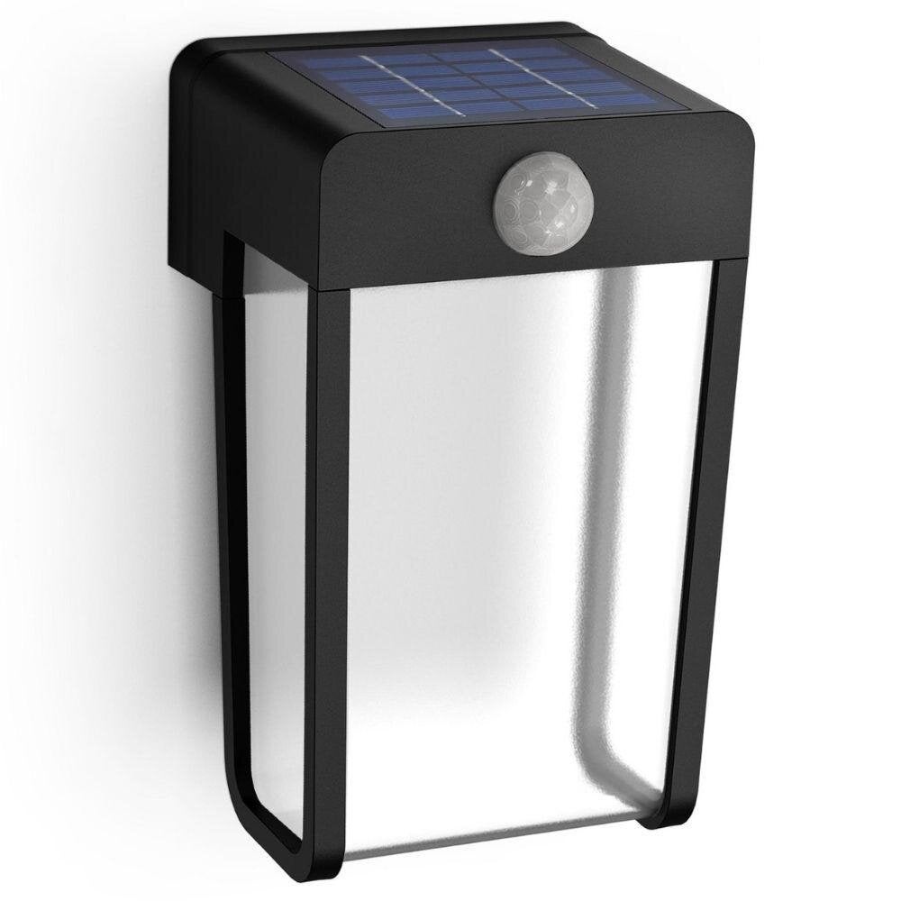 LED-wandlamp op zonne-energie in zwart en transparant, 2,3 W, 250 lm, IP44, met bewegingsmelder en schemersensor