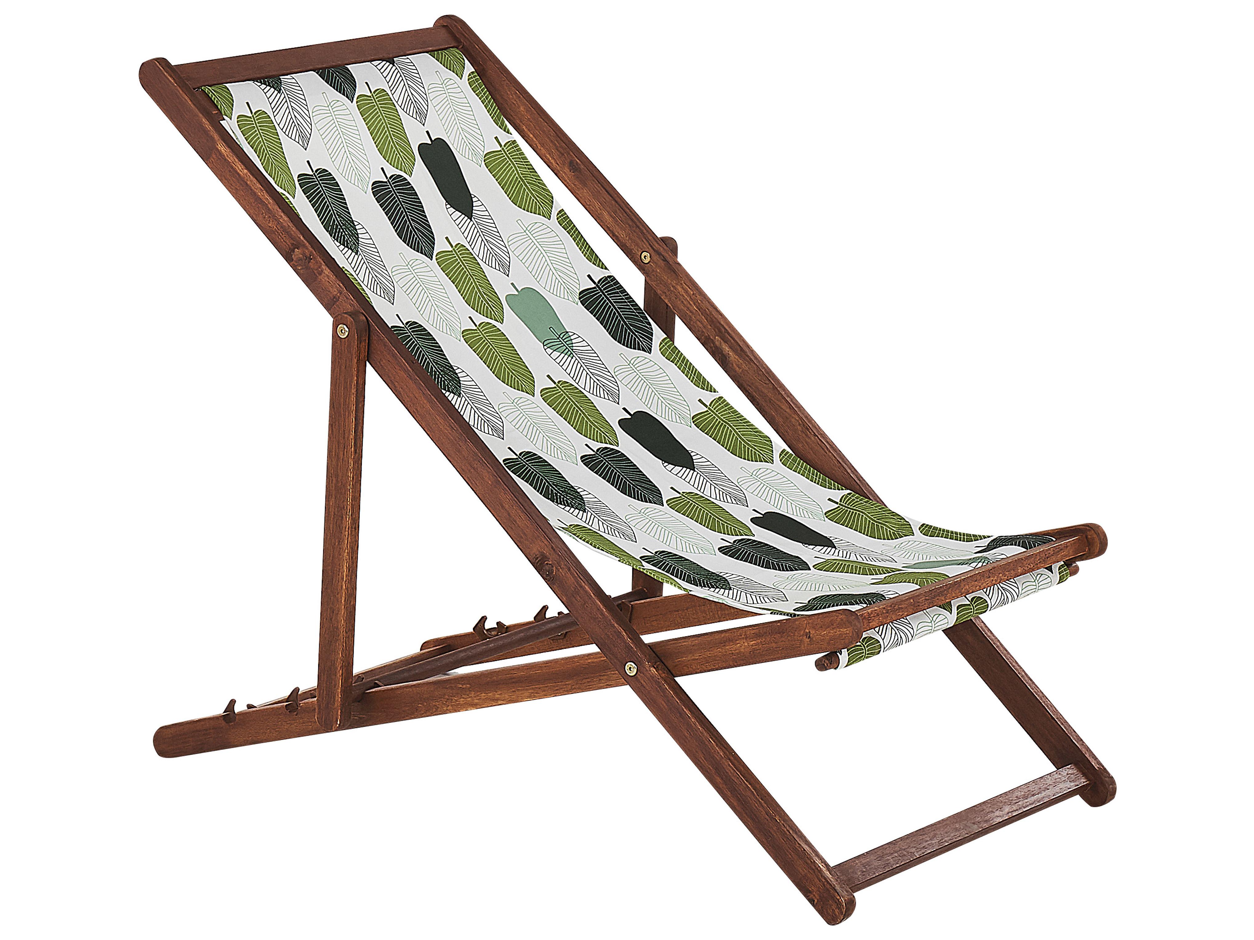 Set van 2 inklapbare ligstoelen ANZIO met vervangingshoezen Bloemen motief Acaciahout Donkerbruin