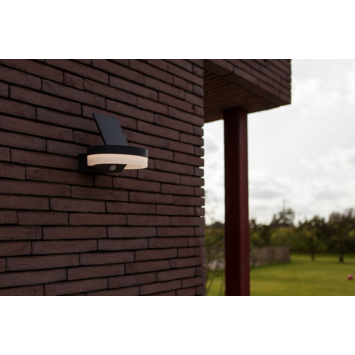 LUTEC wandlamp Runda Solar antraciet 12W met bewegingssensor