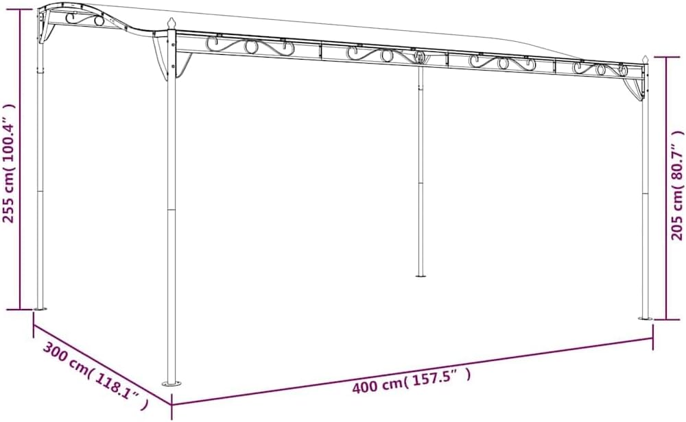 vidaXL Markise, Sonnenmarkise Wasserfest UV-Schutz, Balkonmarkise Sonnenschutz mit Stahlrahmen, Regenschutz Überdachung Terrasse, Creme 4x3 m 180 g/m² Stoff Stahl