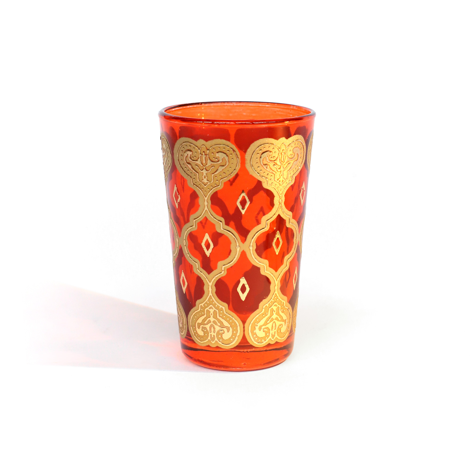 Teeglas 'Jakar' orange-gold, H 9 cm, Ø 5,5 cm zu 4,80