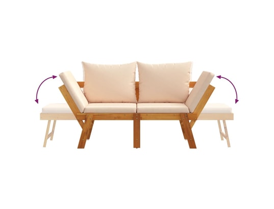 VIDAXL - Banc de jardin avec coussins 2 en 1 bois d'acacia massif