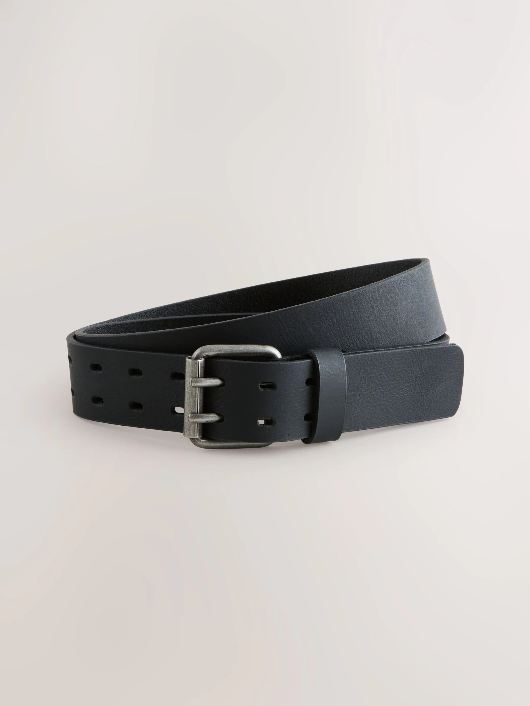 Zwart - Double Prong Casual Leather Belt