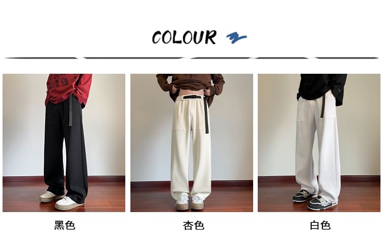 Drawouf - Broek met elastische taille en rechte pijpen en gespen