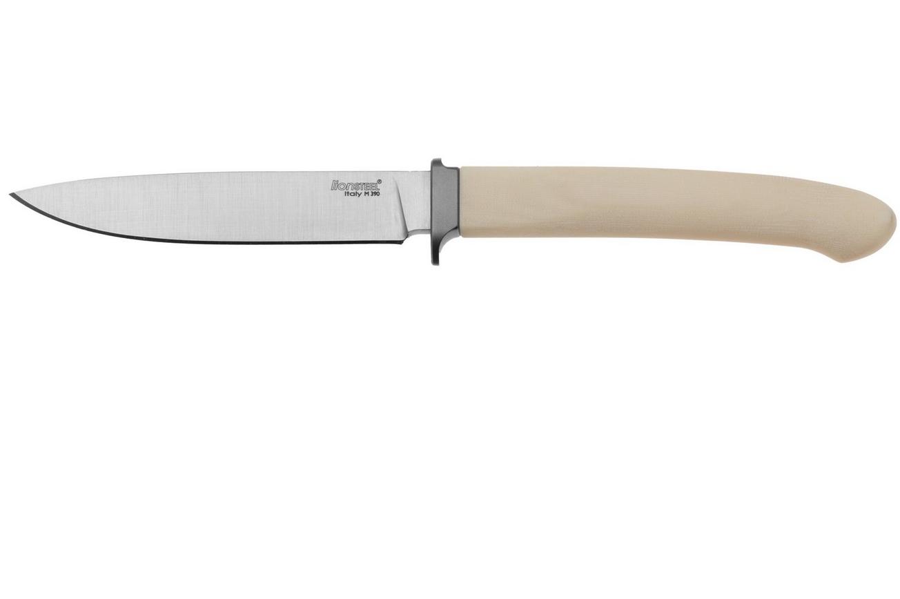 LionSteel Ago AG1-MW White Micarta, Titanium Guard, vaststaand mes