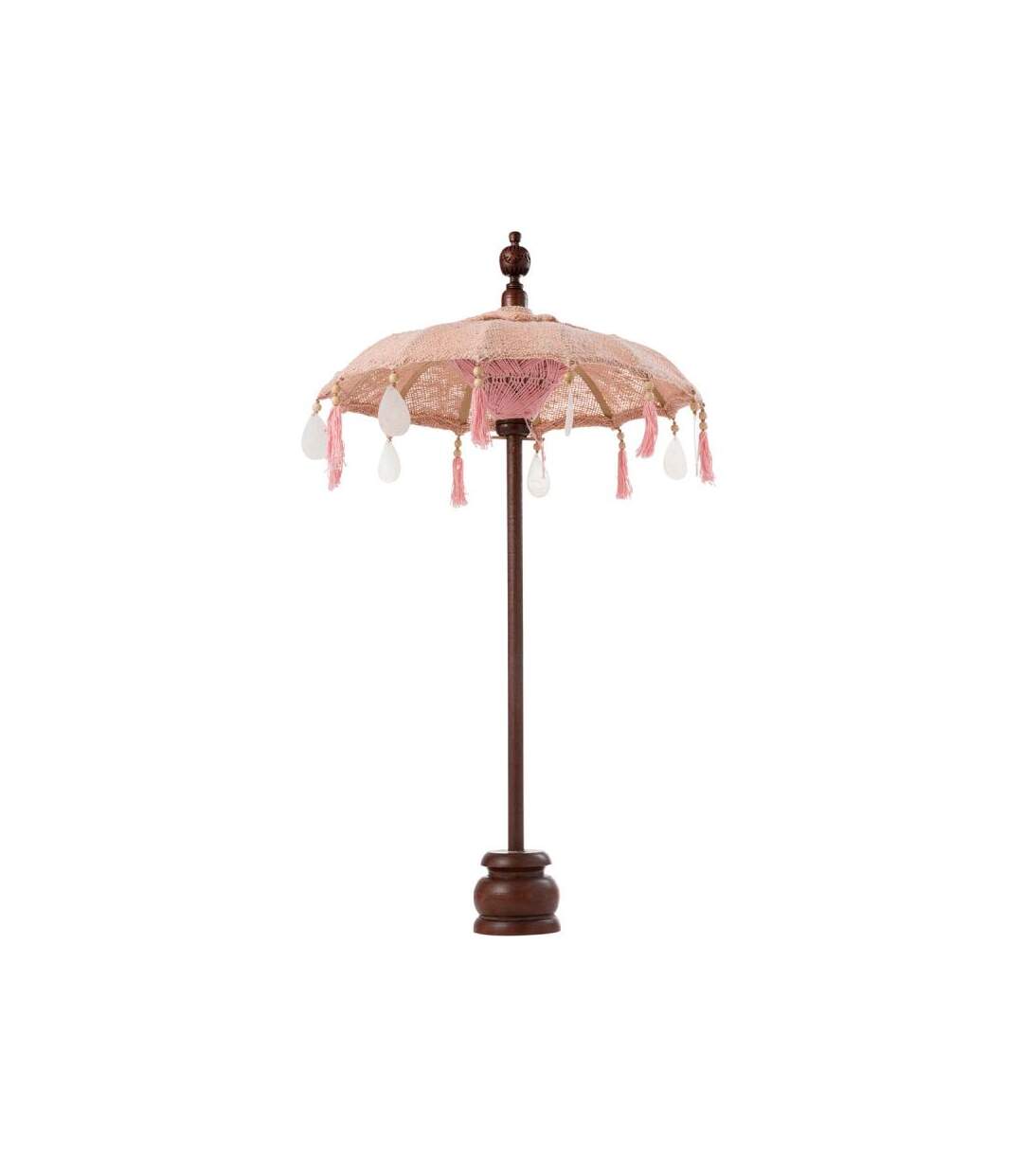 Paris Prix - Parasol Déco pompons & Coquillages 57cm Saumon