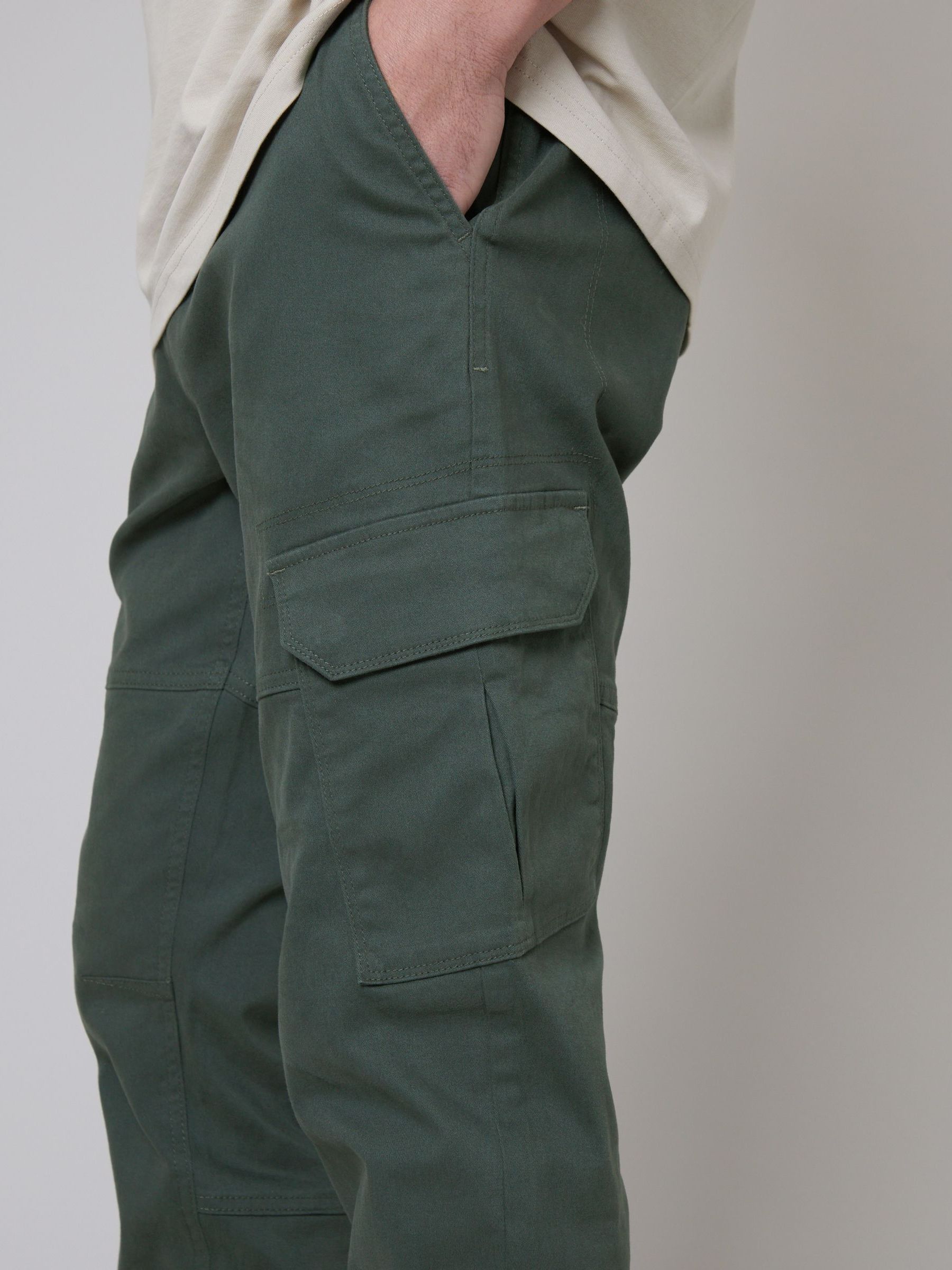 Groen - Threadbare cargobroek in joggingstijl van katoen met stretch