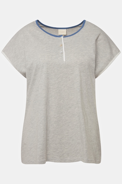 Pyjama-T-Shirt, Paspel, Rundhals, Halbarm, Biobaumwolle
