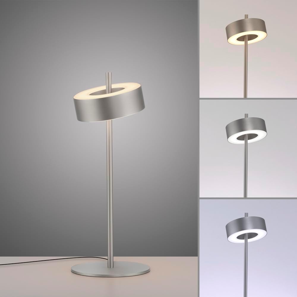 Paul Neuhaus LED Tischleuchte Smart Home dimmbar, Kopf schwenkbar CCT warmweiß – kaltweiß Fernbedienung (aluminium silber)