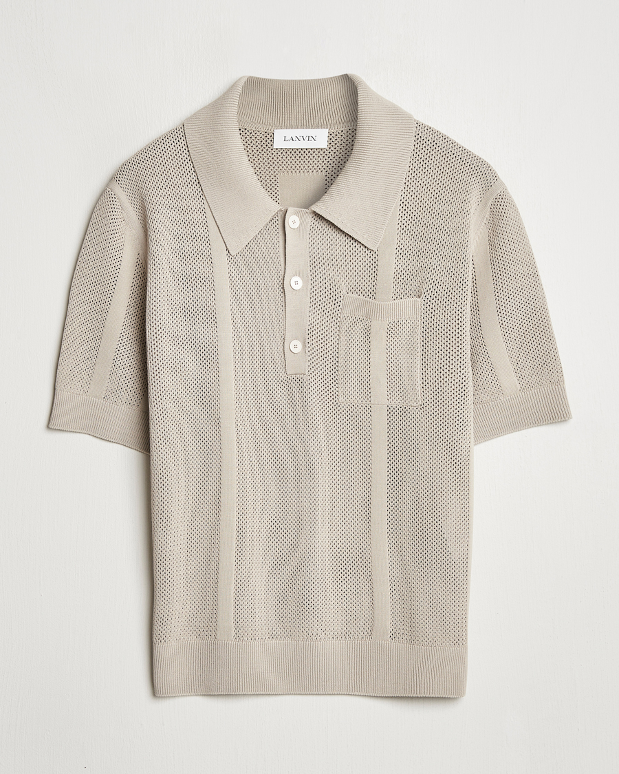 Lanvin Striped Jacquard Polo Light Beige