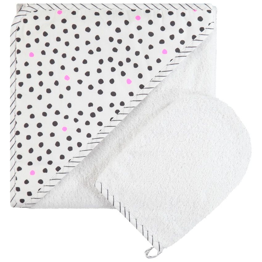 Set de bain en éponge à pois - Gris