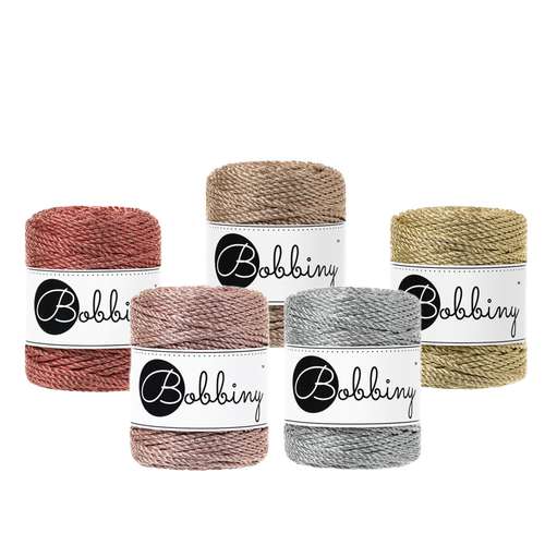 Bobbiny 3PLY Makramee Kordel, Metallic