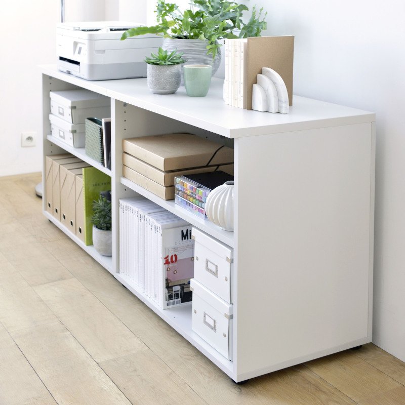 Bibliothèque basse hauteur bureau Eden blanche
