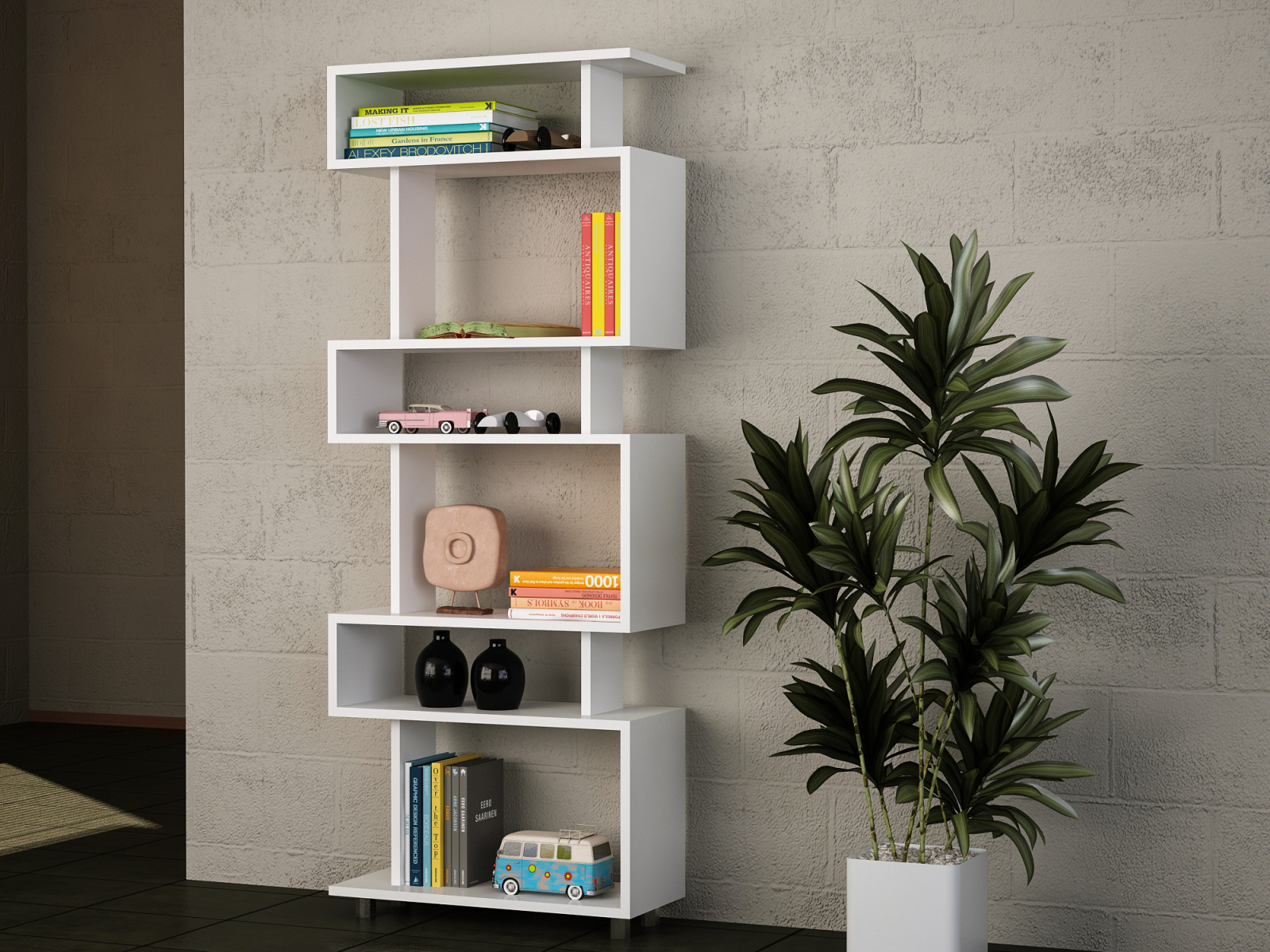 Bücherregal - weiß - 6 Fächer - 60 cm breit