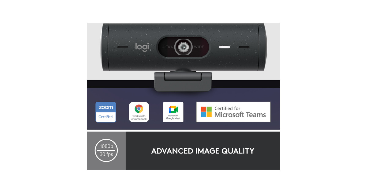 LogitechBrio 500 Full HD Webcam  (Zwart, 1080p/30fps, 720p/60fps)