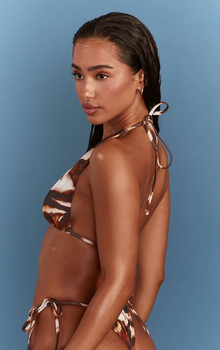 Chocolat Bas De Bikini À Liens Latéraux Imprimé Tie Dye