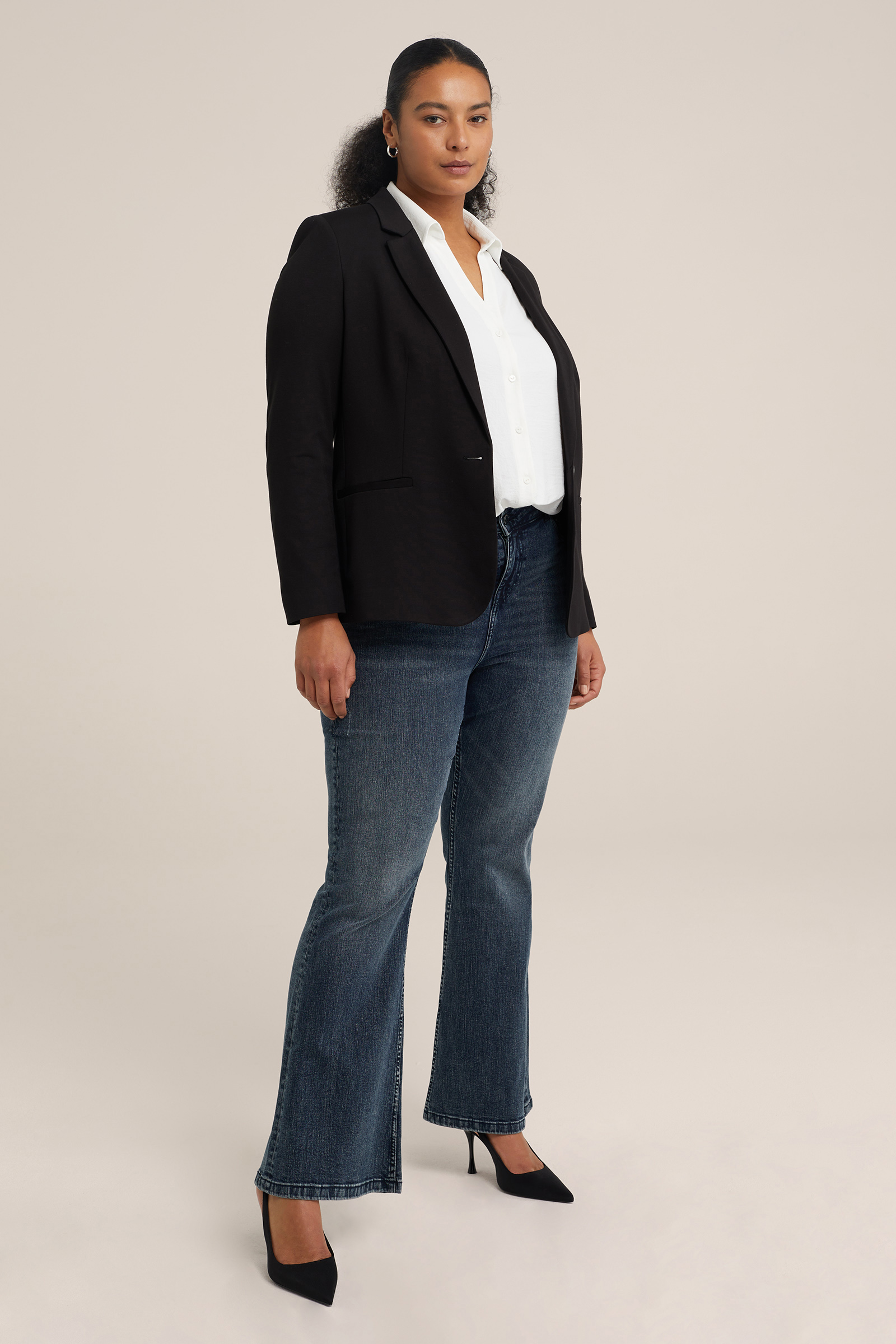 getailleerde blazer - Curve WE Fashion Zwart