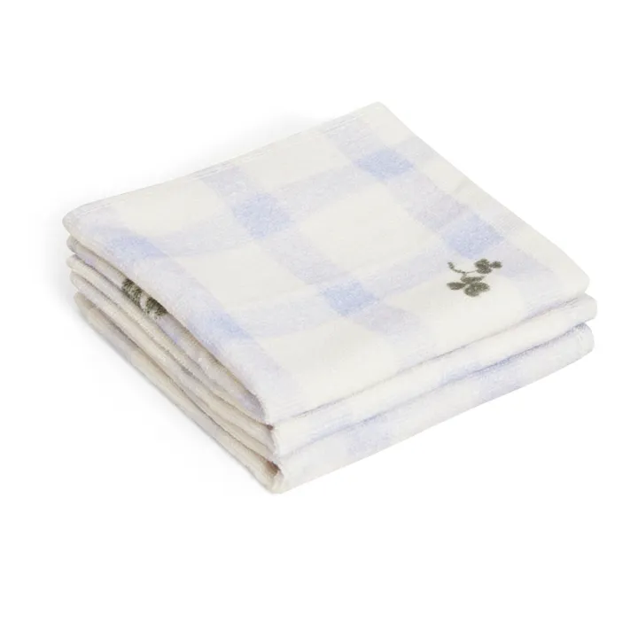 garbo&friends Carrés de bain Gingham Sorrel - Set de 3 | Bleu ciel