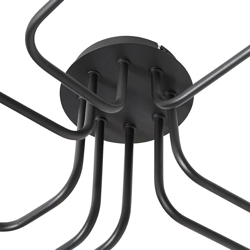 Design plafondlamp zwart 8-lichts - Facile