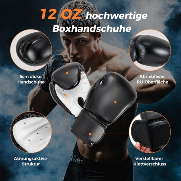 Tung boksesekk for voksne 4 i 1 hengende boksesekk med 12OZ boksehansker